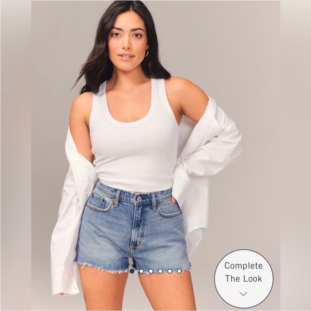 Abercrombie and Fitch Curve Love High Rise Mom Short - Medium Shade Denim Shorts